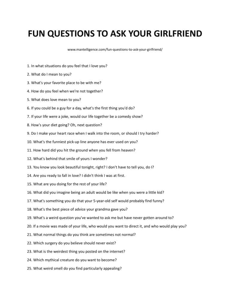 30 Fun Questions To Ask Your Girlfriend: How To Show Your Admiration