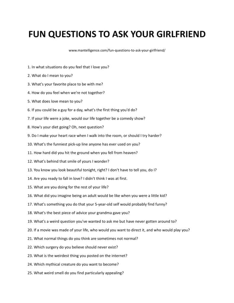 30 Fun Questions To Ask Your Girlfriend: How To Show Your Admiration