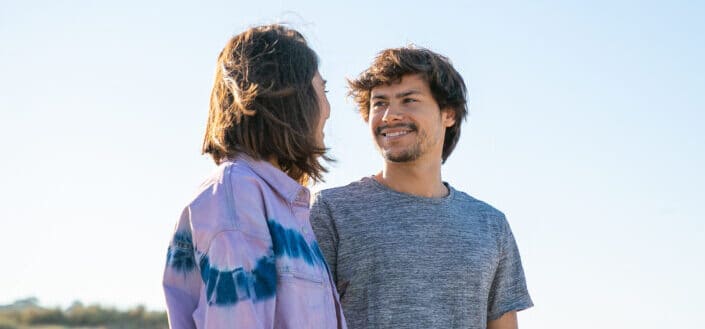 Smiling man looking at partner