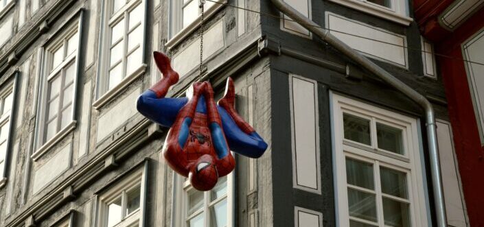 Spiderman Hanging Upside Down