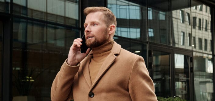 A businessman talking on the phone