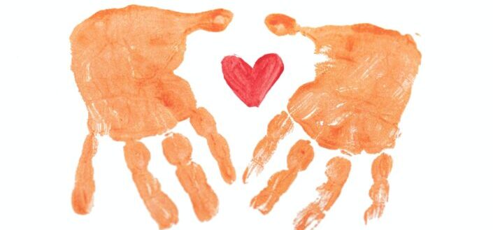 A child's hands imprint showing their love