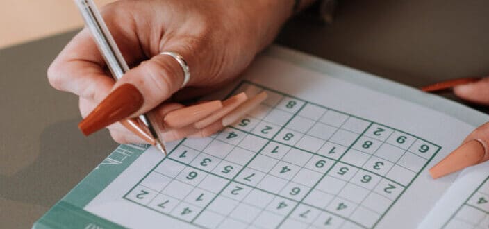 A person solving a puzzle