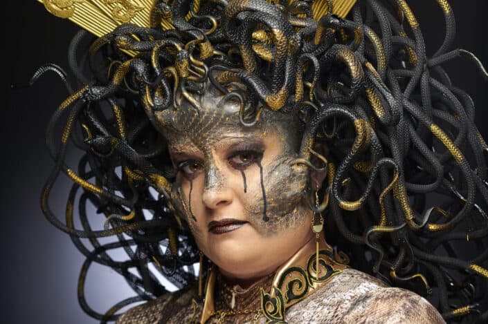 A woman dressed as medusa