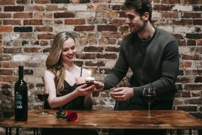 a couple spending romantic date in restaurant
