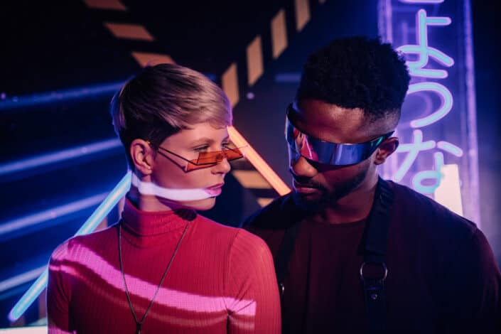 Couple Wearing Sunglasses in a Bar