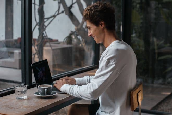 online date idea - man looking at laptop