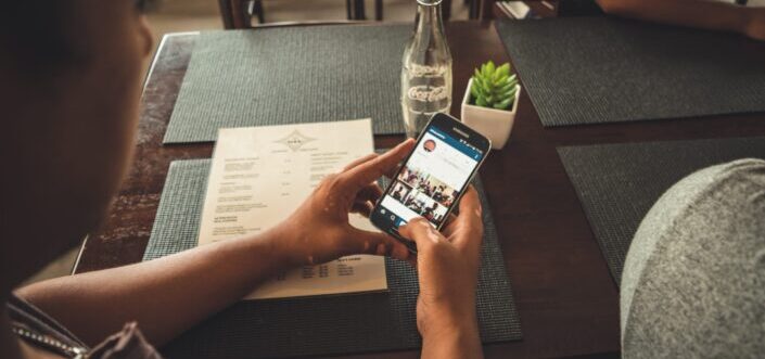 Man browsing his social media account