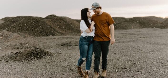 Man and woman laughing together