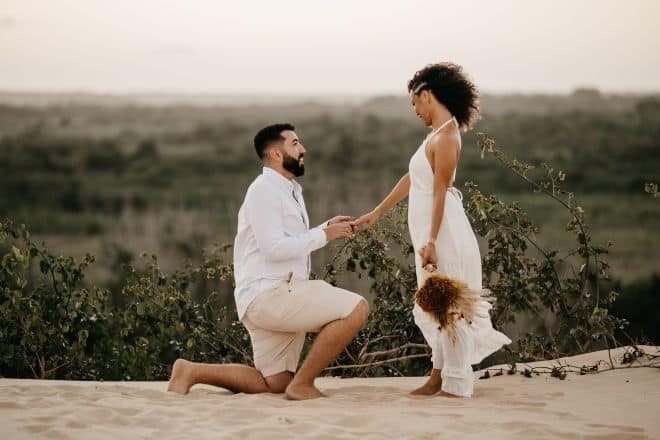 when to say i love you for the first time - Man kneeling in front of woman