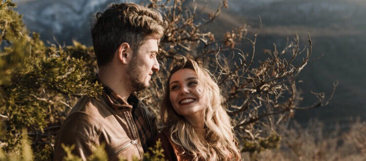 Smiling Woman Leaning on Man