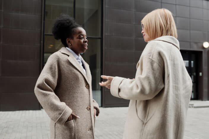 Women talking outside