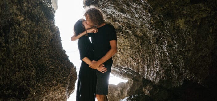Romantic Couple Kissing on the Beach