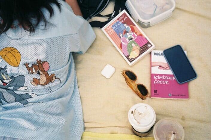 Girl Laying on a Picnic Blanket