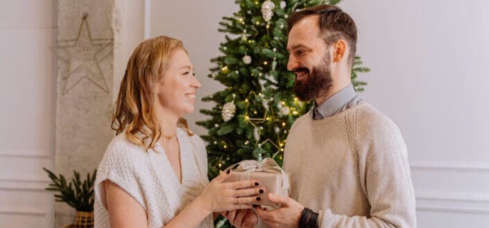 Man Giving a Gift to a Woman