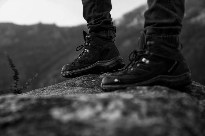Person Wearing Black Hiking Shoes