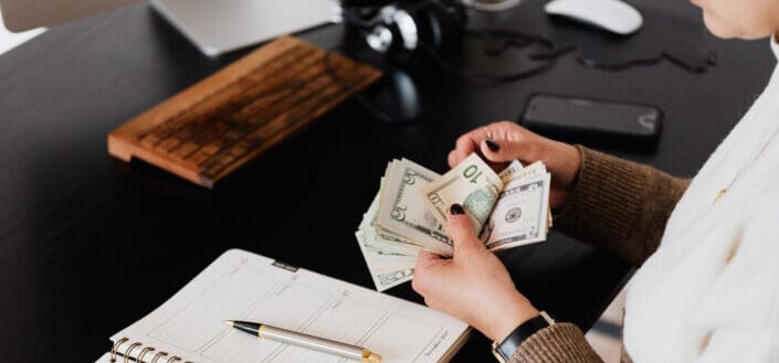 Accountant counting money