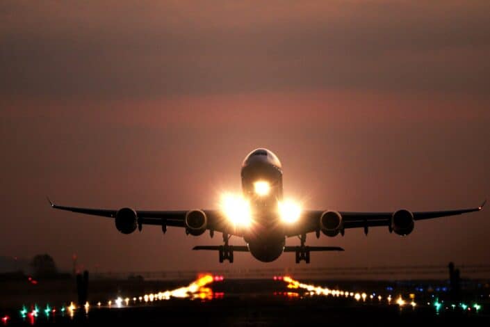 an airplane about to take off