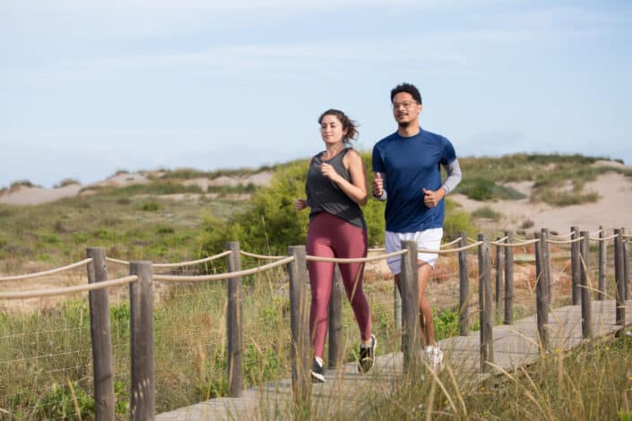 Man and woman jogging