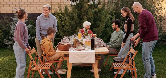 Family Reuniting Over Lunch