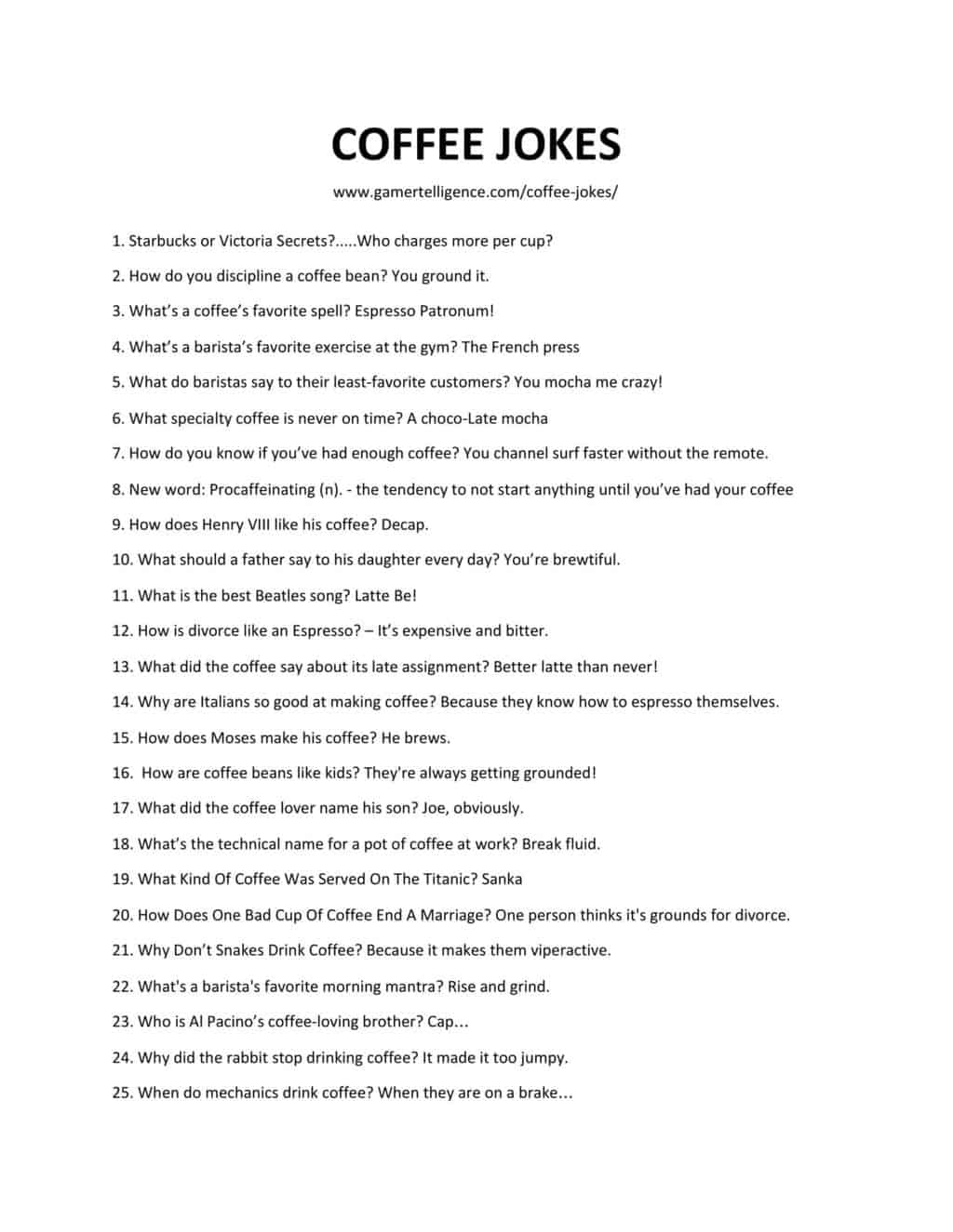 Downloadable list of jokes