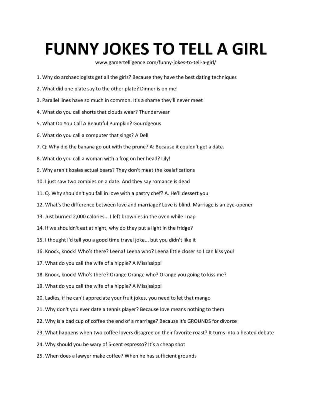24 Funny Jokes To Tell A Girl That You Like - Make Her Day Fun!