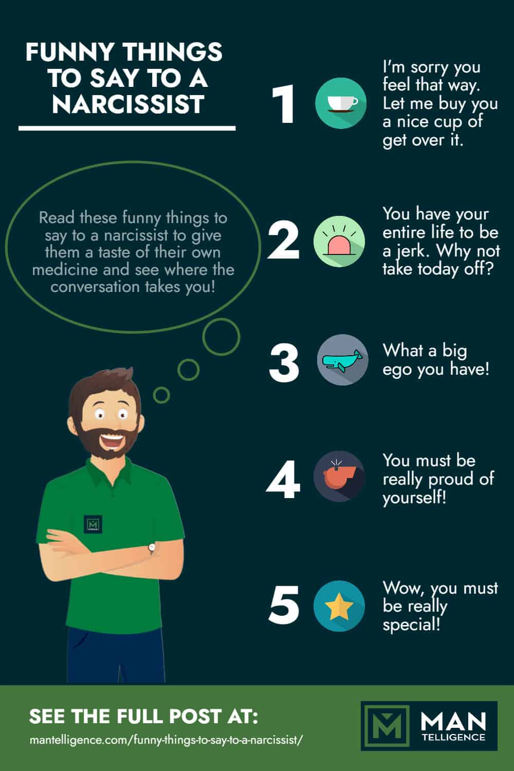 Infographic - Funny Things To Say To A Narcissist