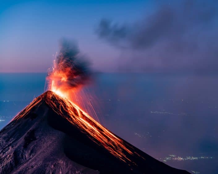 Volcano erupting with lava.