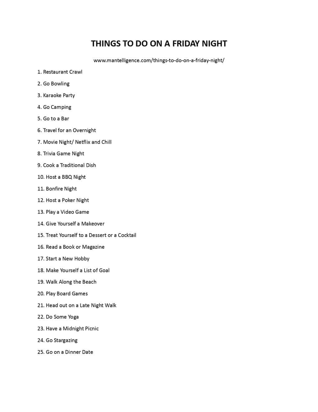 Printable/Downloadable List