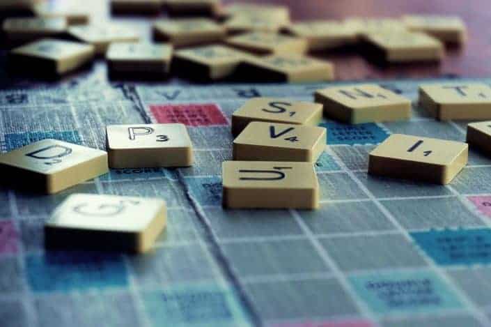 Scrabble Board Game on Shallow Focus Lens