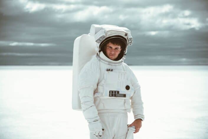 Guy wearing an astronaut costume