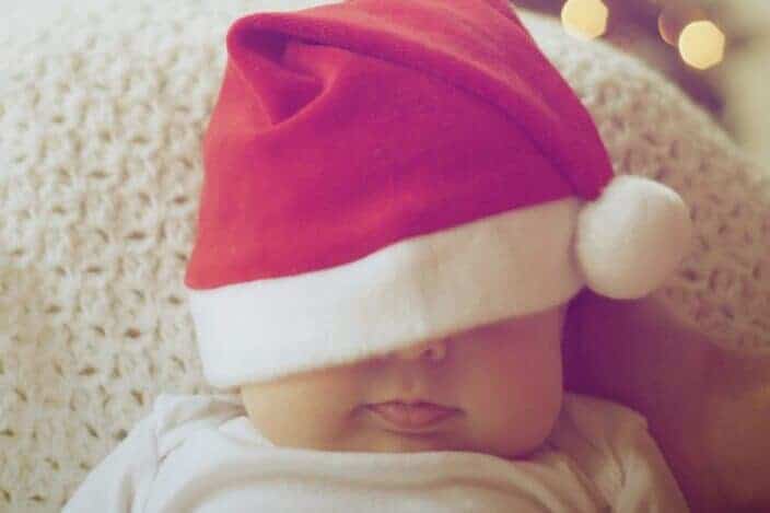 Baby Wearing a Santa Hat