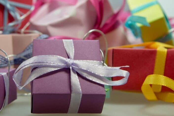 Colorful Gifts Wrapped in Ribbons