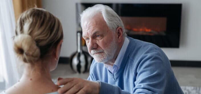 man staring at woman