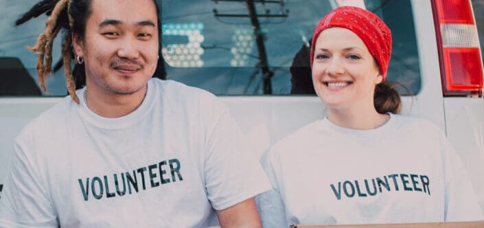 Man and Woman Volunteering
