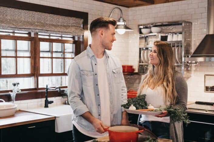 couple cooking together