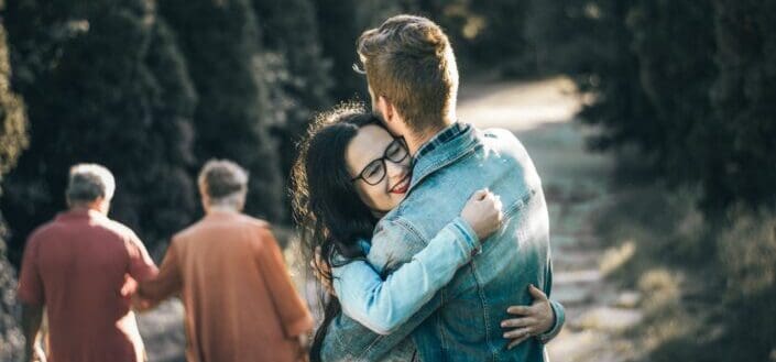 Young couple embracing each other 