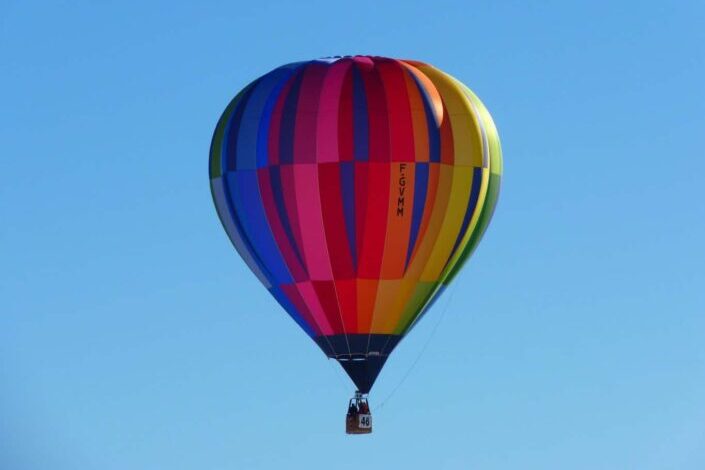 Blue Orange and Yellow Hot Air Balloon