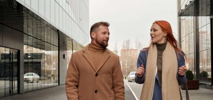 Man and woman walking on the street