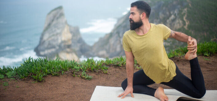 Man stretching leg