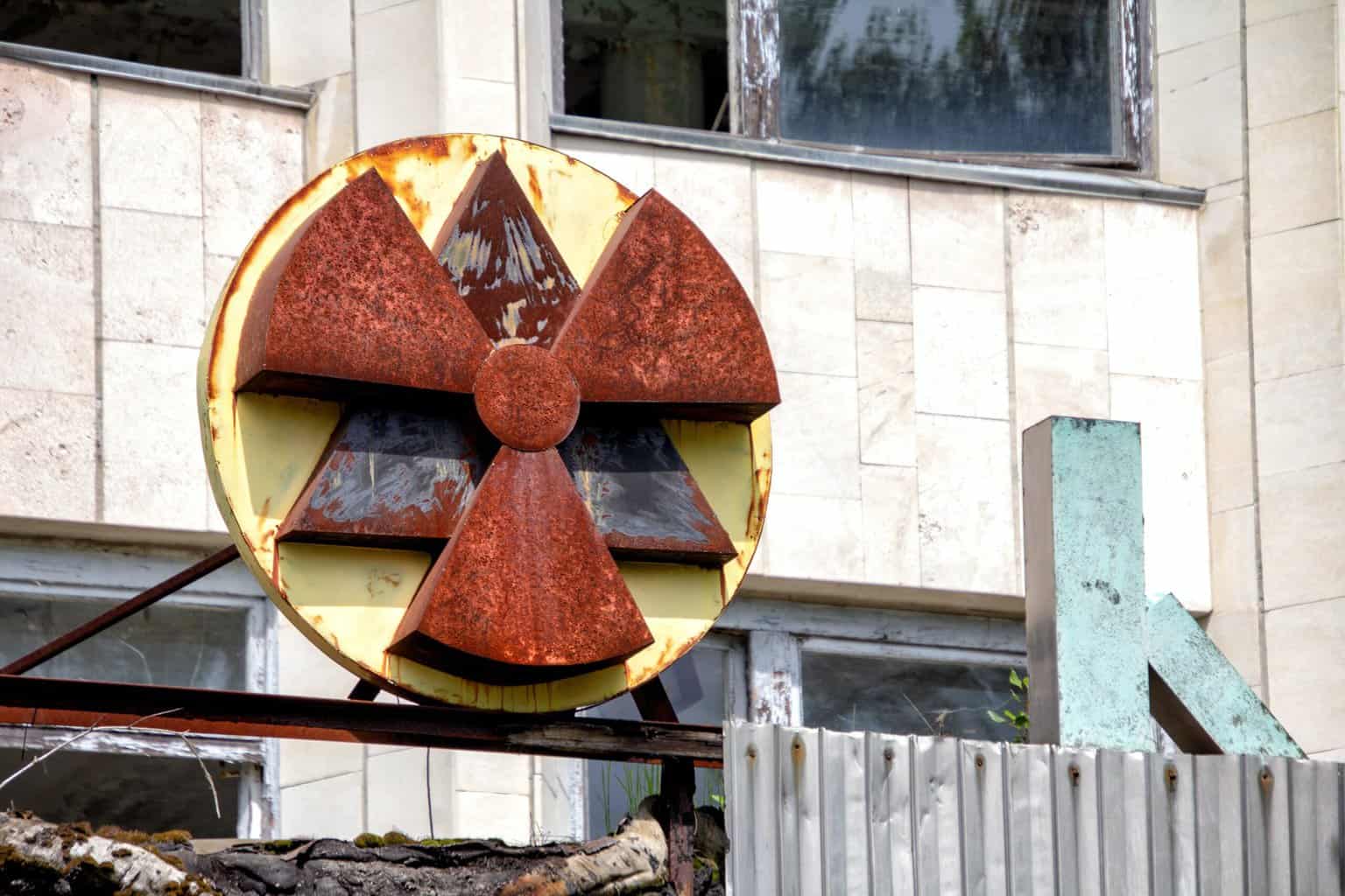 red and yellow radioactive signage