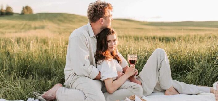 A couple having a picnic together