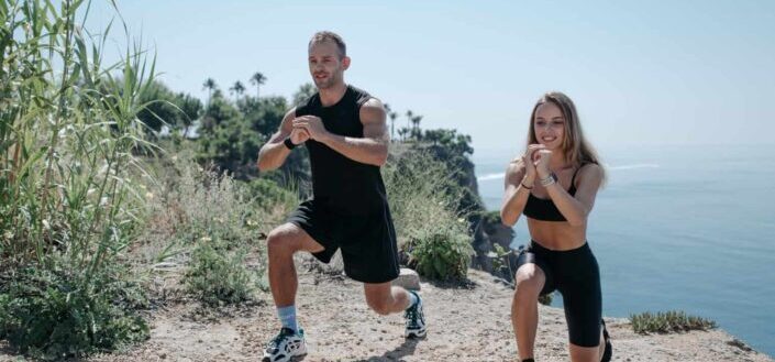 A man and woman working out